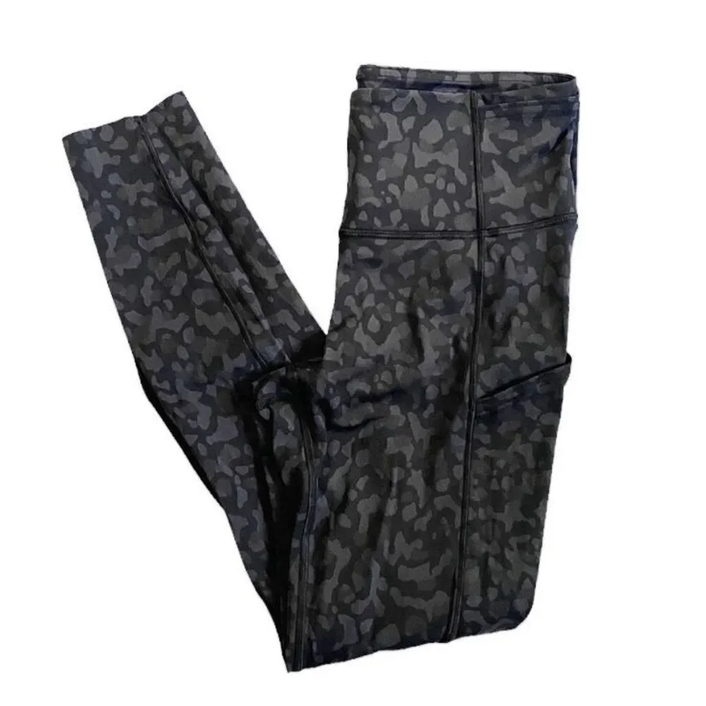 Lululemon Fast Free HR Crop 24” Size Formation Camo Deep Coal Size 4